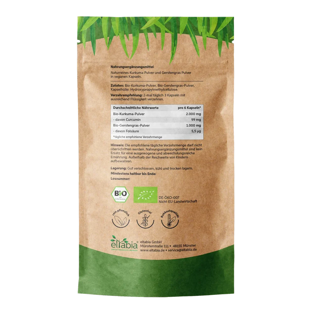 Organic Turmeric & Barley Grass Capsules (200 capsules)
