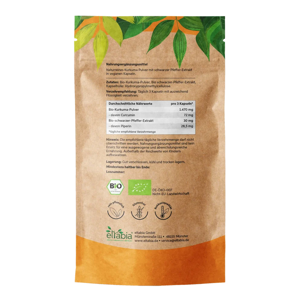 Organic Turmeric Piperine Capsules (200 capsules)